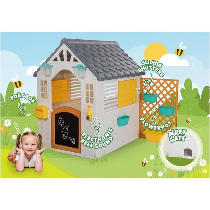 Filled Garden Playhouse with Fence