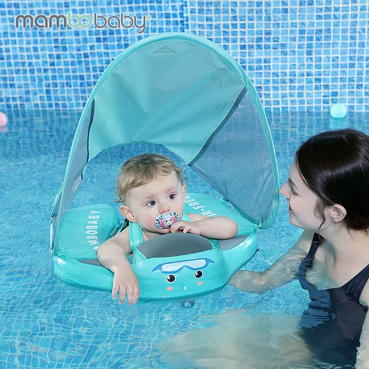 مامبو بيبي - عوامة الصدر مع مظلة مقاومة للماء لون أخضر