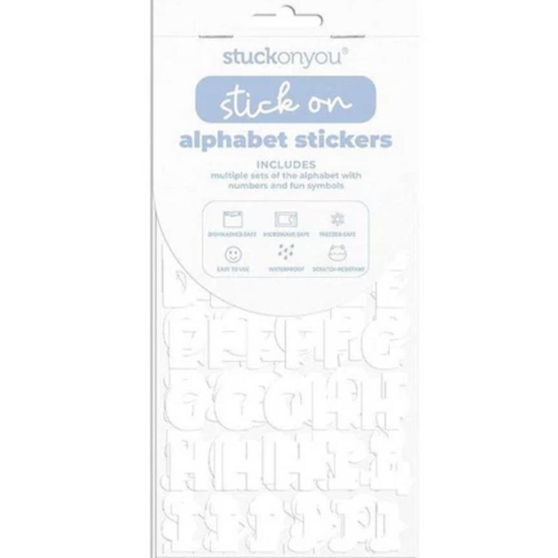 ستيك إن يو - ملصقات الحروف الأبجدية لون أبيض
