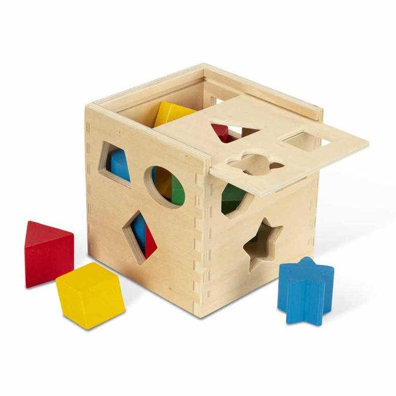 Melissa & Doug Wooden Shape Sorting Cube - Educational Toddler Toy