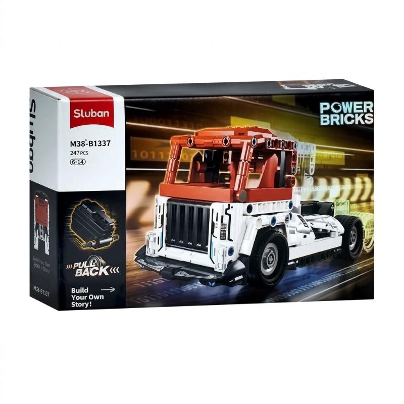 POWER BRICKS Car 7 Pull Back Truck Building Set - 247 Pieces