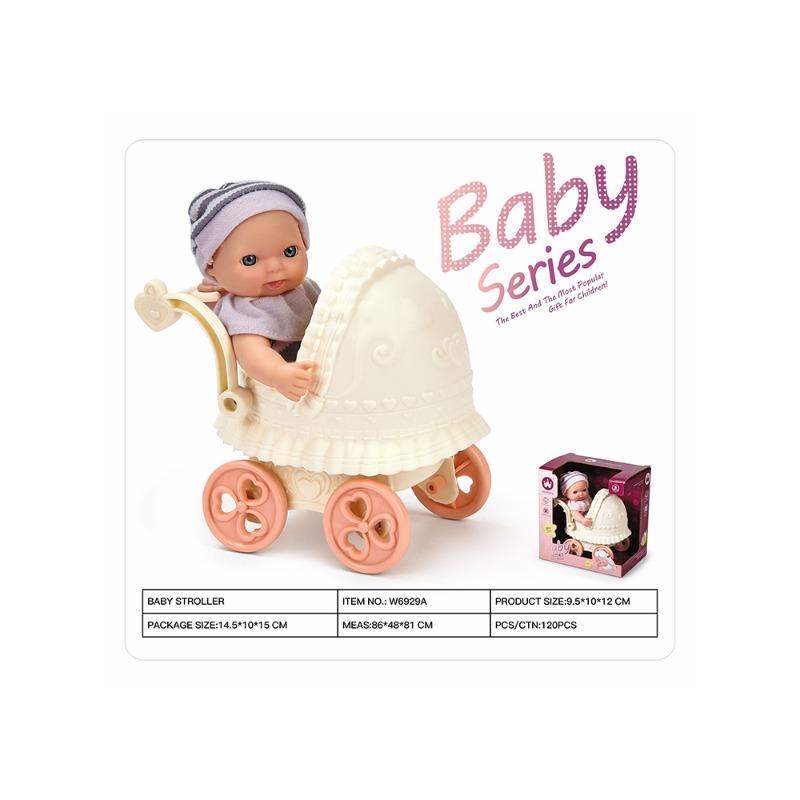 Baby Imitation Doll With Stroller - 6 Inch