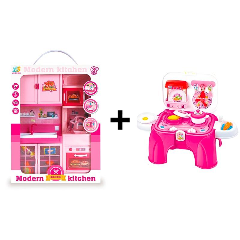 حزمة مجموعة لعب طاولة المطبخ + المطبخ الحديث حجم صغير