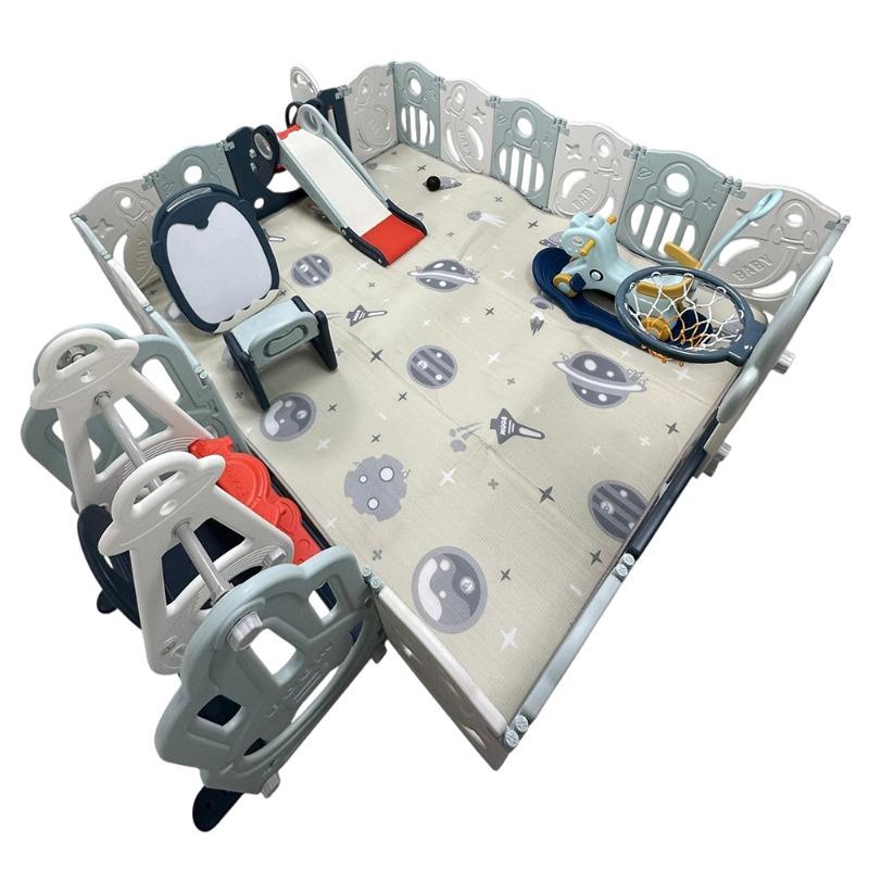 Foldable Playpen with Rocking Horse Play Set
