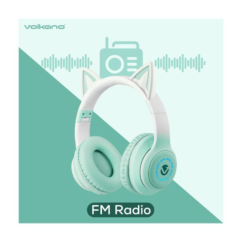 Volkano Whisker - Bluetooth Cat Ear Headphones - Green Color