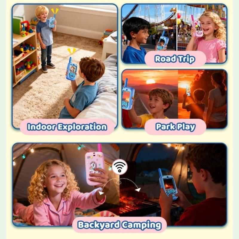 WatchOut Connect Kids Video Walkie Talkies, Age 3–13, No Sim - No WiFi required, Pack of 2 (Blue/Pink)