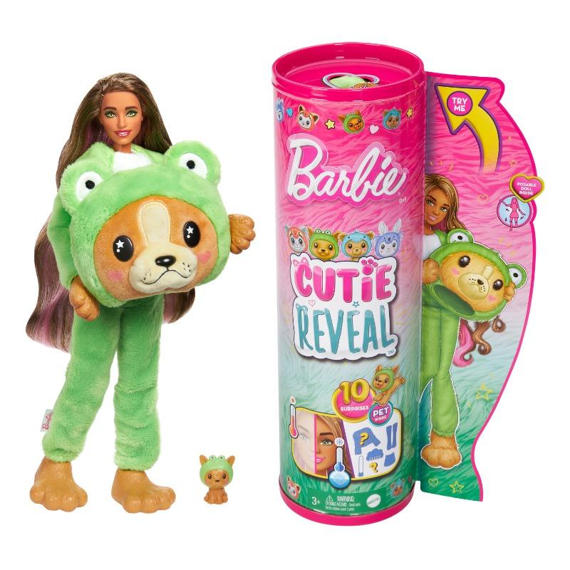 Barbie Cutie Reveal Doll with Stuffed Animal Outfit and 10 Surprises - Green