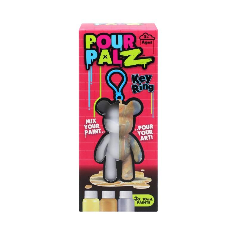 Pour Palz Mini Bear Keyring – DIY Marble Paint Collectible (4 Assorted)