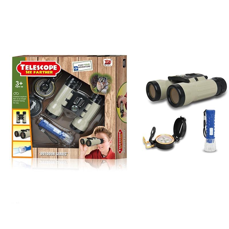 مجموعة لعبة المراقبة مع تلسكوب ومصباح