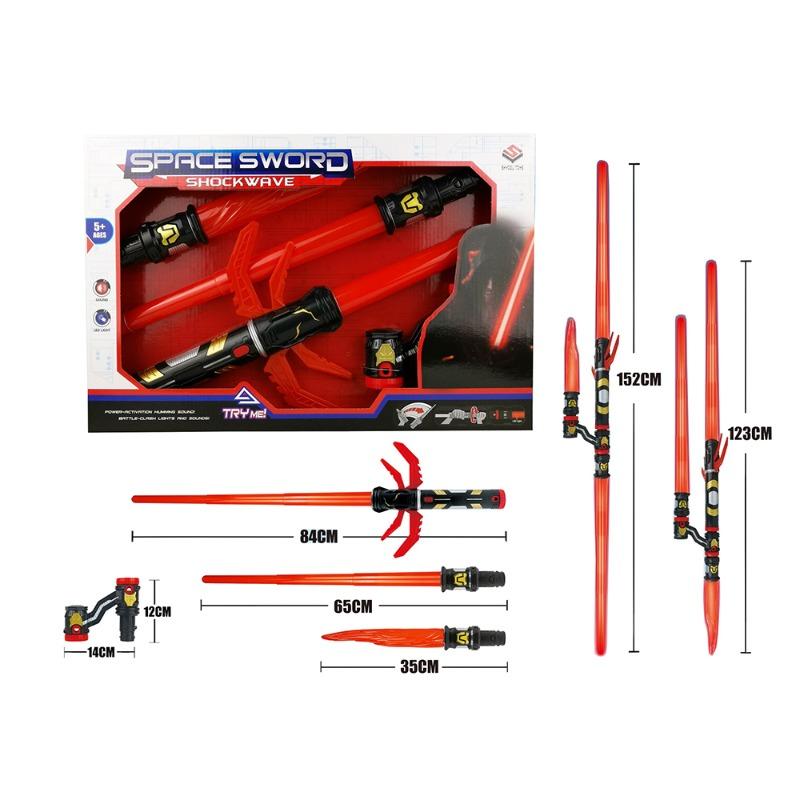 مجموعة سيوف تلسكوبي بالضوء والصوت - لون أحمر