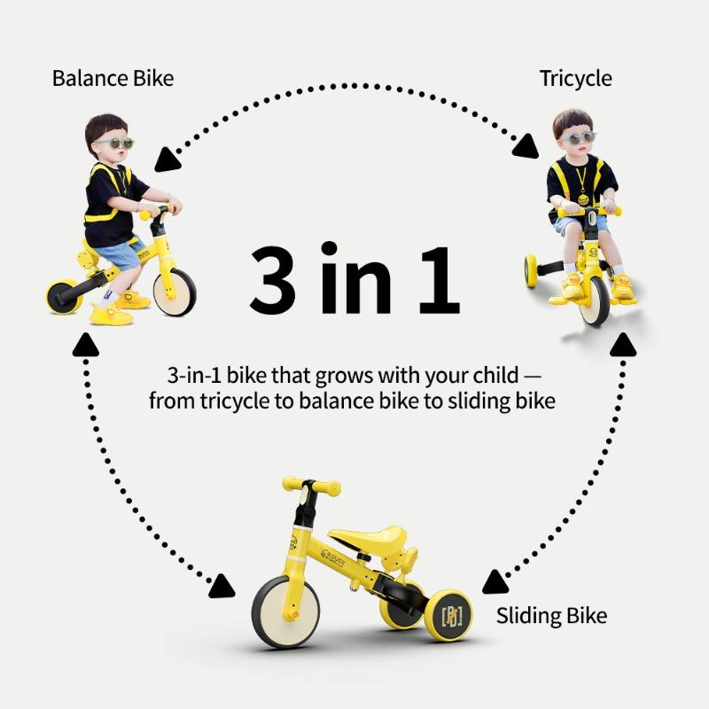 B.Duck 3-in-1 Toddler Tricycle & Balance Bike Model 1033 – Yellow
