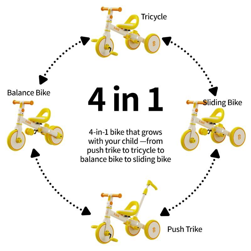 B.Duck 2 In 1 Tricycle and Balance Bike With Handle Bar
