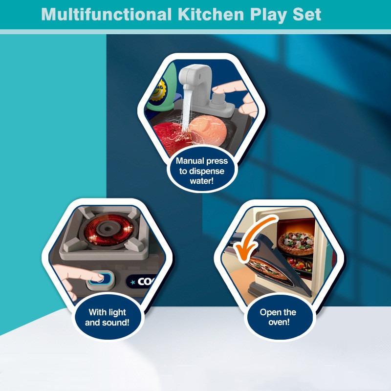 Kitchen Counter Set Green with Light and Sound - 53pcs