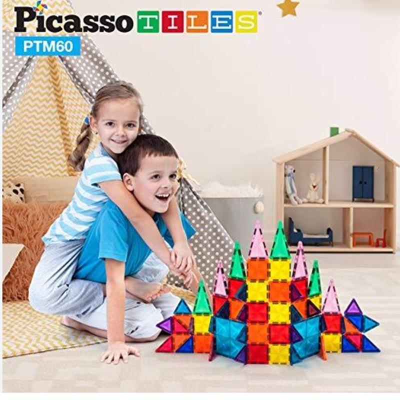 PicassoTiles Magnetic Building Set - 60 Piece