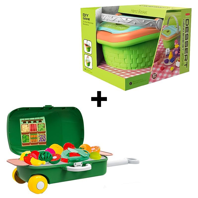 Fruit Trolley Set + Dessert Hand Basket 27pcs Bundle
