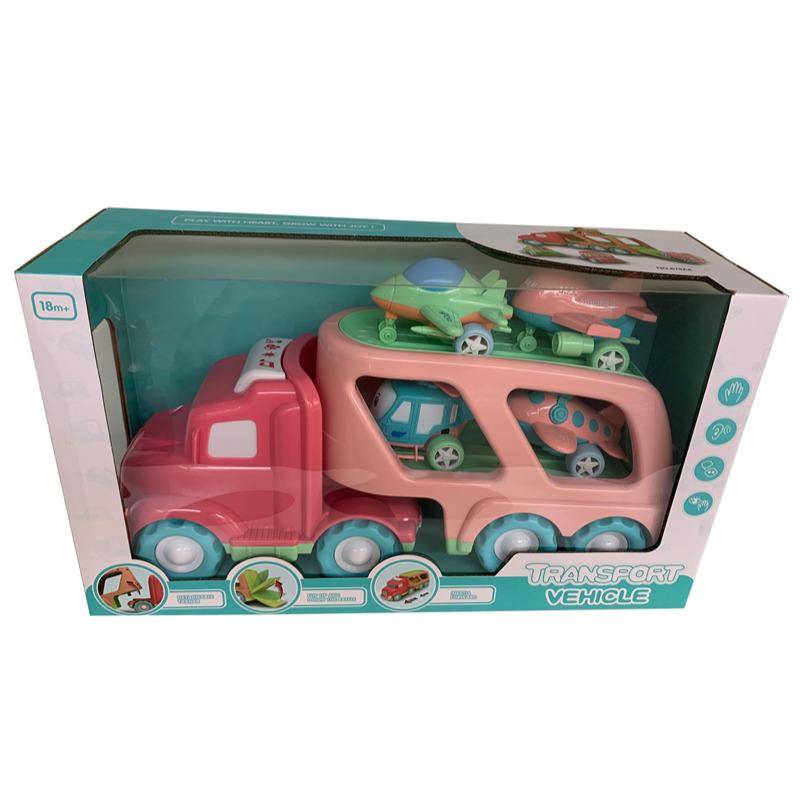 Large Transporter Truck With 4 Sliding Vehicles And Light & Sound