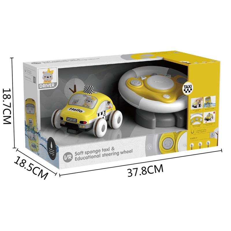 سيارة تاكسي إسفنجية مع عجلة قيادة تعليمية - لون أصفر