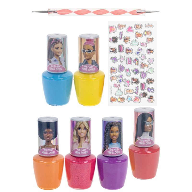 مجموعة طلاء أظافر باربي 6 قطع مع إكسسوارات الأطفال