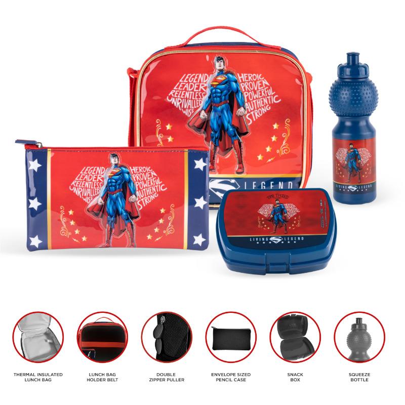 Warner Bros 5 in 1 Trolley School Bag Set - Superman Time Tested Hero
