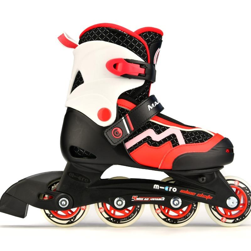 مايكرو ماكسي - حذاء تزلج قابل للتعديل كوزمو بيربل لون أسود و أحمر مقاس 35-38
