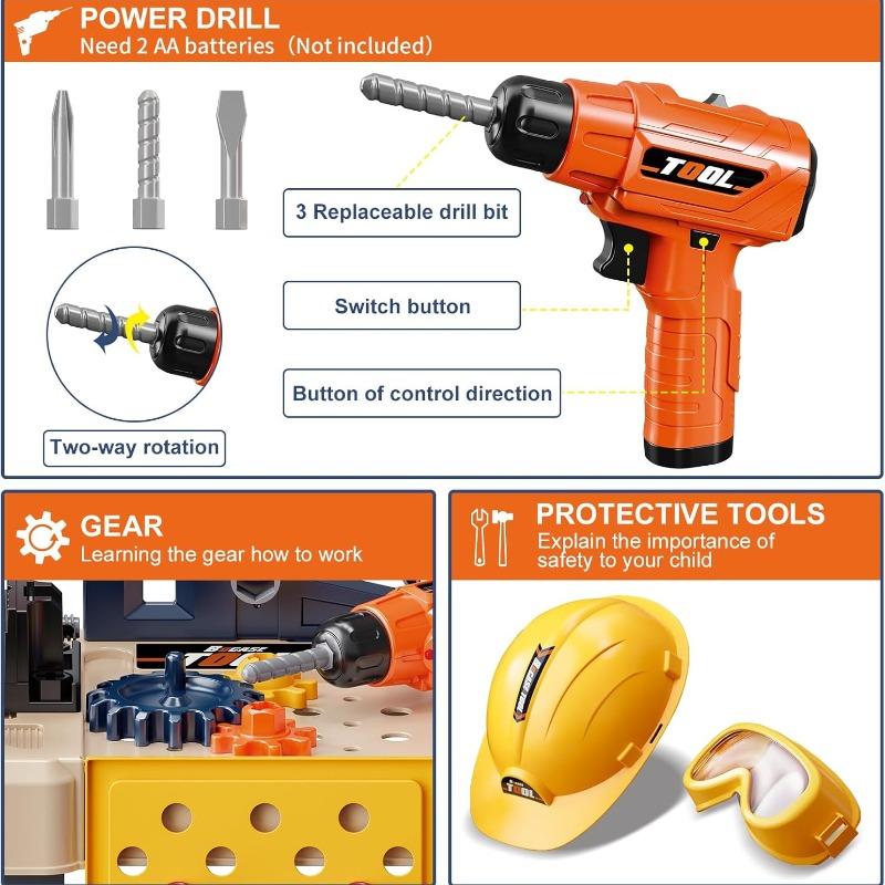 مجموعة أدوات الأطفال مع مثقاب كهربائي 78 قطعة