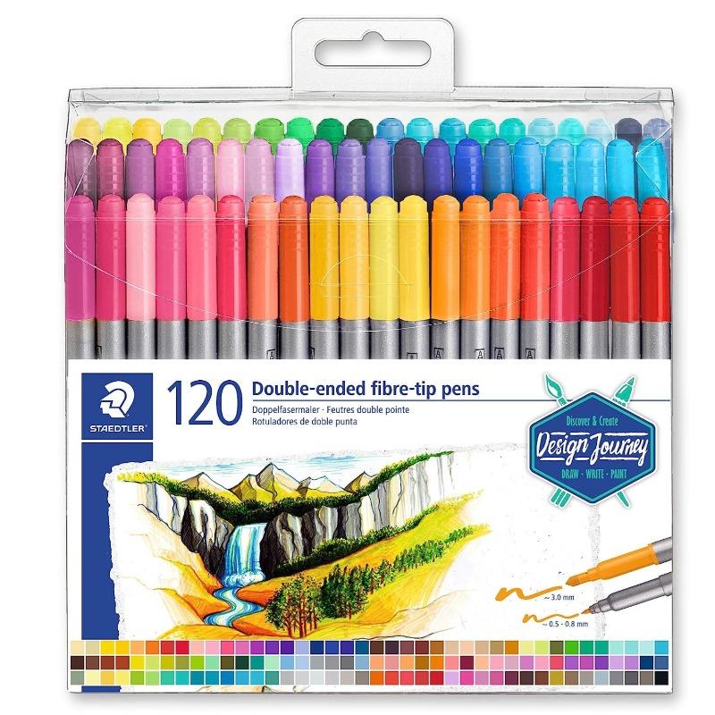 Staedtler Double Ended Fibre-Tip Pens 120 Pens + Johanna Magical jungle Free