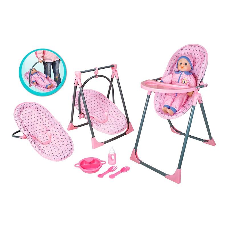ليسي - دمية طفل مع كرسي الطعام 4 في 1
