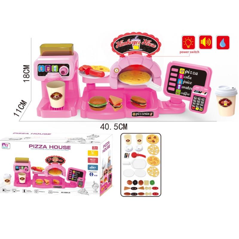 مجموعة لعب آلة صنع القهوة مع أضواء أصوات وماء لون وردي