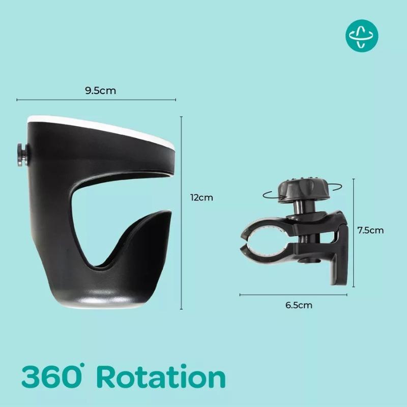 Moon Universal Cup Holder 360 Degree Rotating - Black