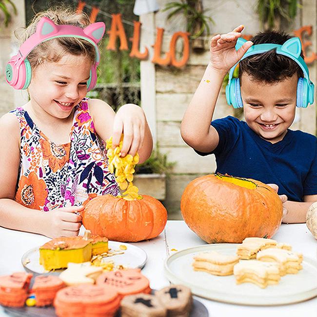 رايبوكس - سماعات بلوتوث علي شكل قطة - وردي أخضر