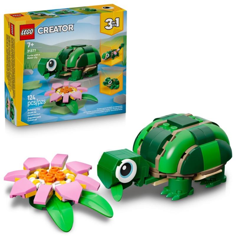 Lego Building Turtle With A Water Lily Flower 31377