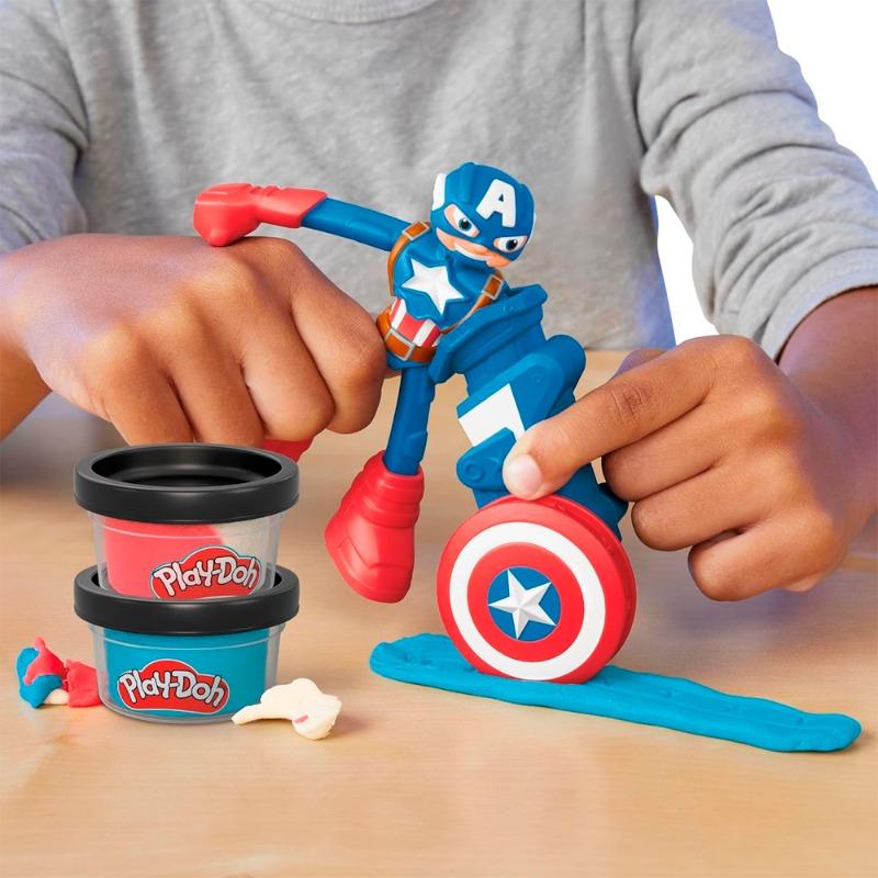 بلاي دو - مجموعة صلصال مارفل كابتن أمريكا مع شخصية بيندي المتحركة