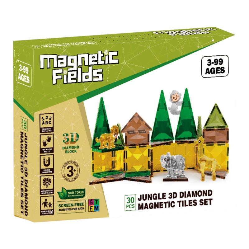 ماجنتك فيلدز - مجموعة الألواح المغناطيسية جانغل دايموند ثلاثية الأبعاد - 30 قطعة
