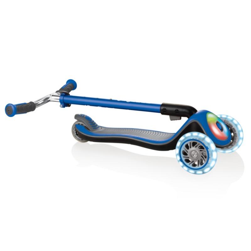 Globber Elite Prime Lights Kids Scooter with LED Flashing Wheels Navy Blue