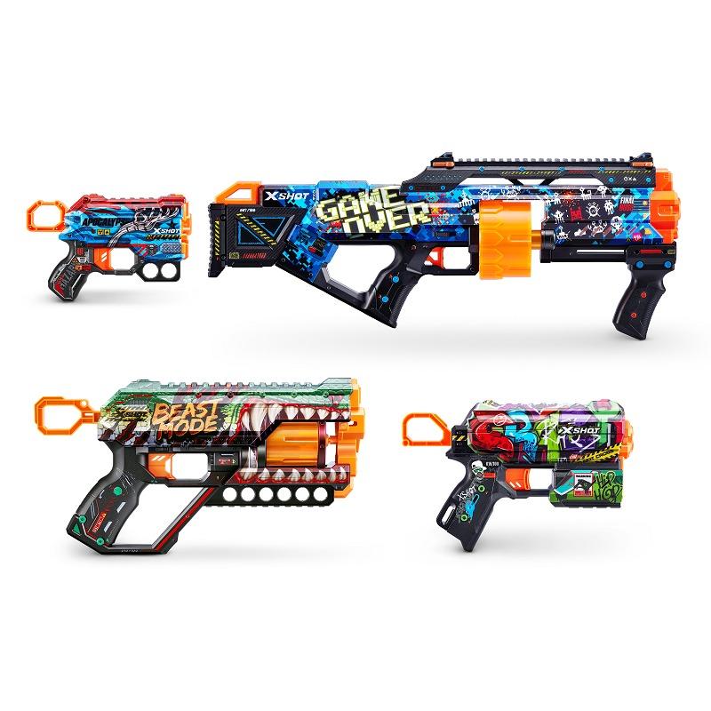 X-Shot Pack Of Four Toy Guns Mix Combo
