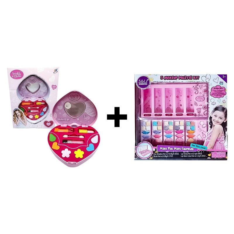 Buy 1 Get 1 Free Sparkle And Gliter Make Up Set - Heart + 5 Styles Palette Makeup Kit