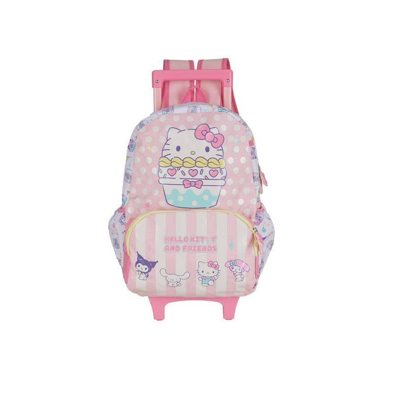 هالو كيتي - شنطة ترولي بعجل - مقاس 13.5 بوصة بجيب أمامي وجيوب جانبية