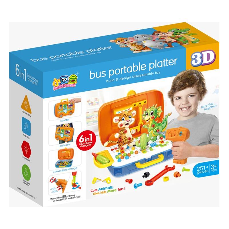 حقيبة مجموعة البناء والتركيب بتصميم الحافلة