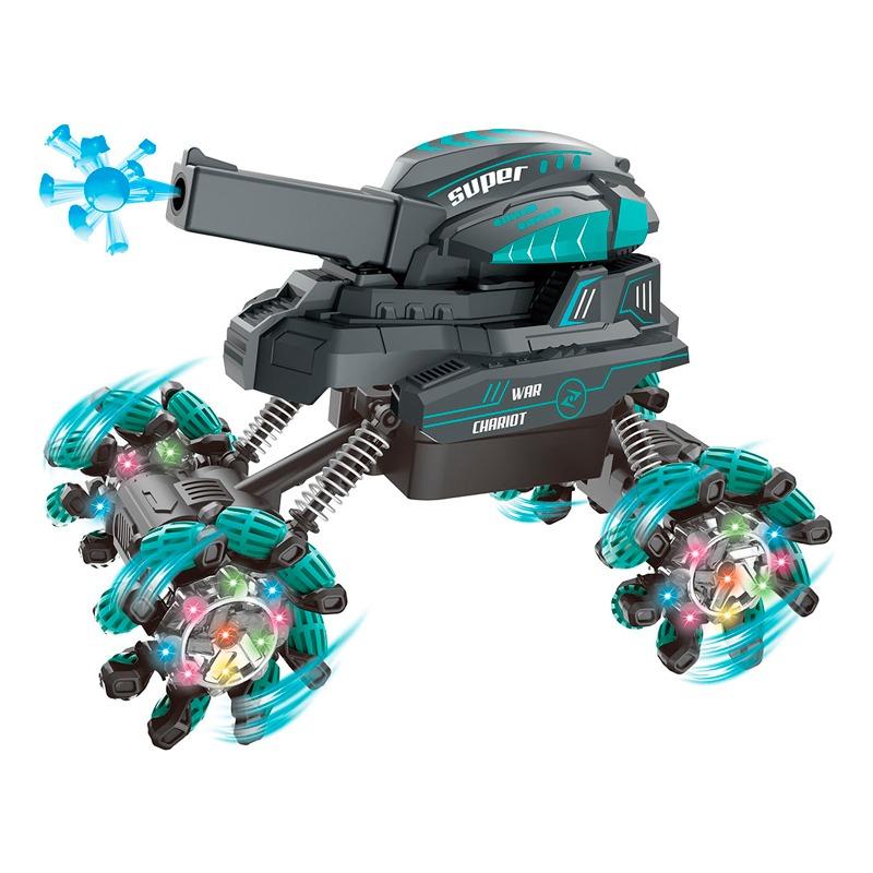 2.4g RC Water Bomb Stunt Tank Car With Light - Multicolor