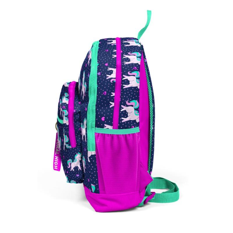 Coral High Kids Unicorn School Backpack in Dark Blue and Pink