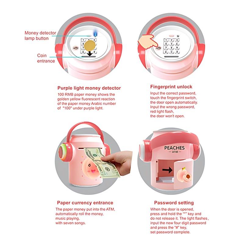 جهاز الصراف الآلي الذكي ببصمة الإصبع لون وردي