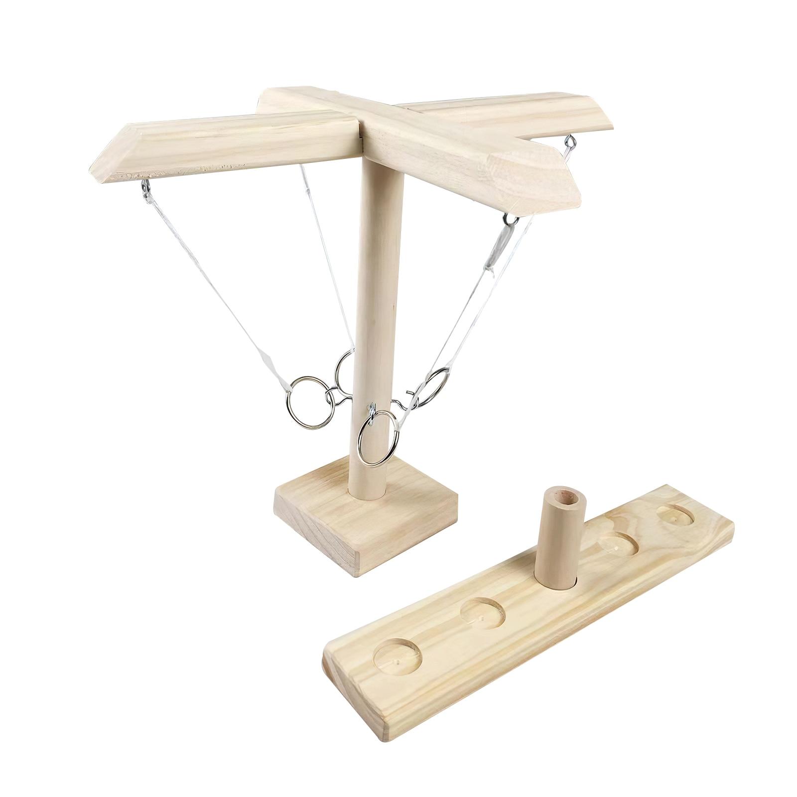 لعبة رمي الحلقة الخشبية - لون غامق