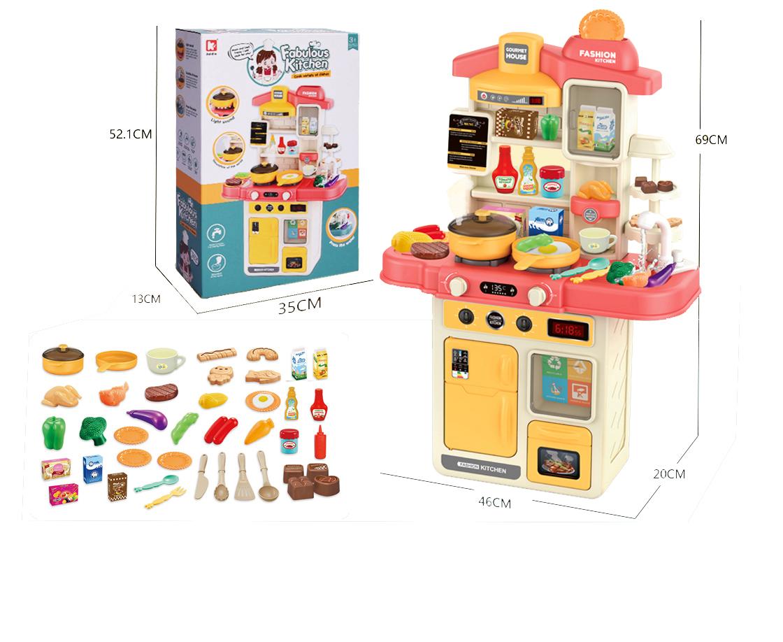 Kitchen Set With Light And Music 42 pcs - Red
