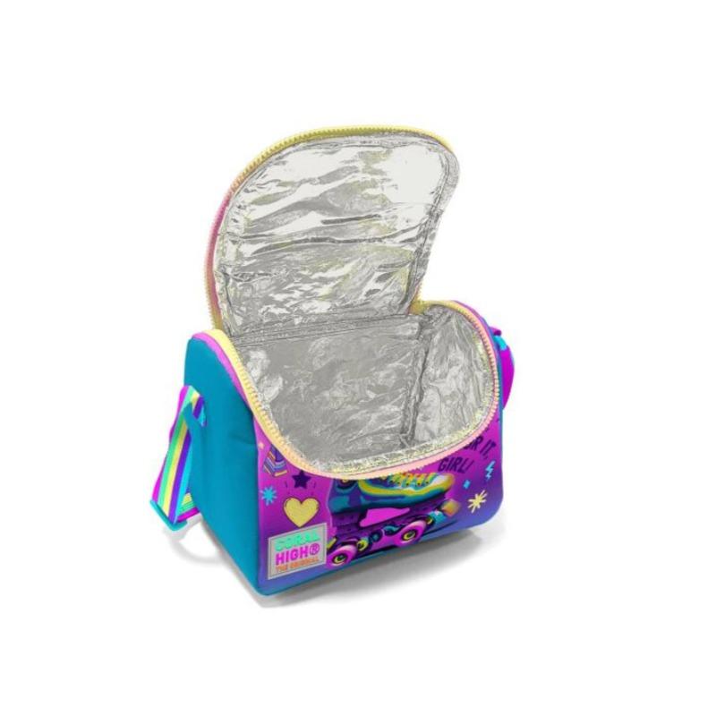 Thermal Lunch Bag – Pink & Turquoise Headphones & Skate Design