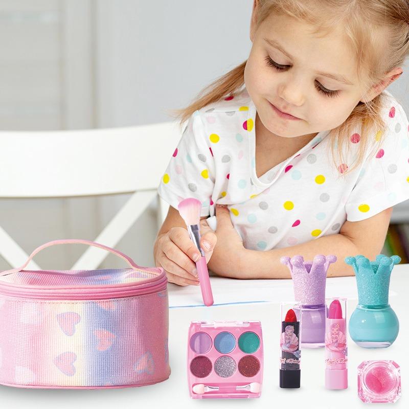 مجموعة مستحضرات التجميل مع حقيبة - وردي