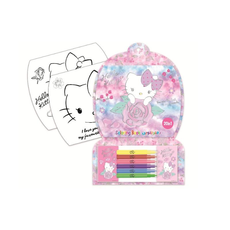 هالو كيتي - مجموعة دفتر تلوين هالو كيتي 6 ألوان للاطفال