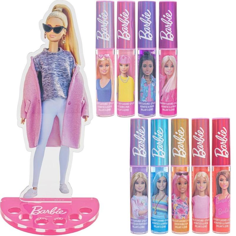 مجموعة ملمعات الشفاه باربي مع حامل أكريليك للأطفال