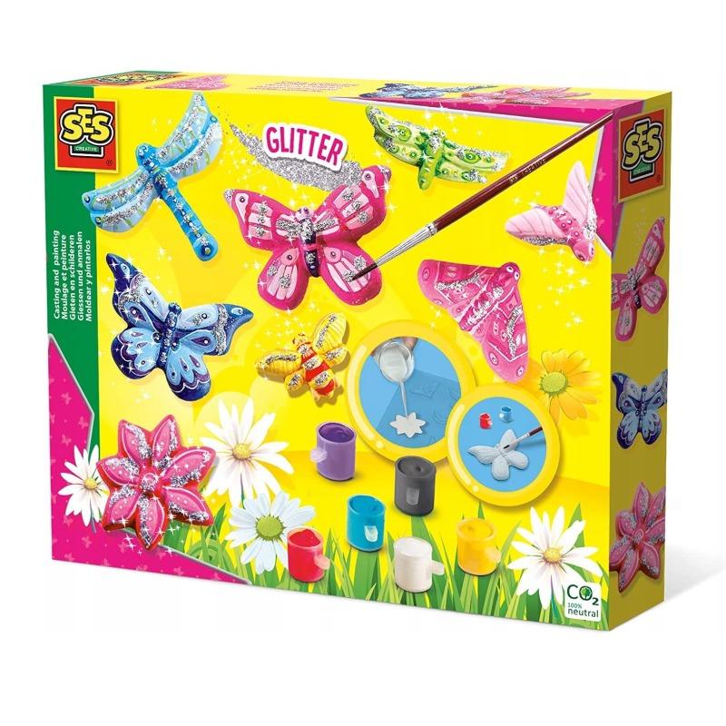 SES Creative Children's Butterfly Glitter Casting And Painting Set