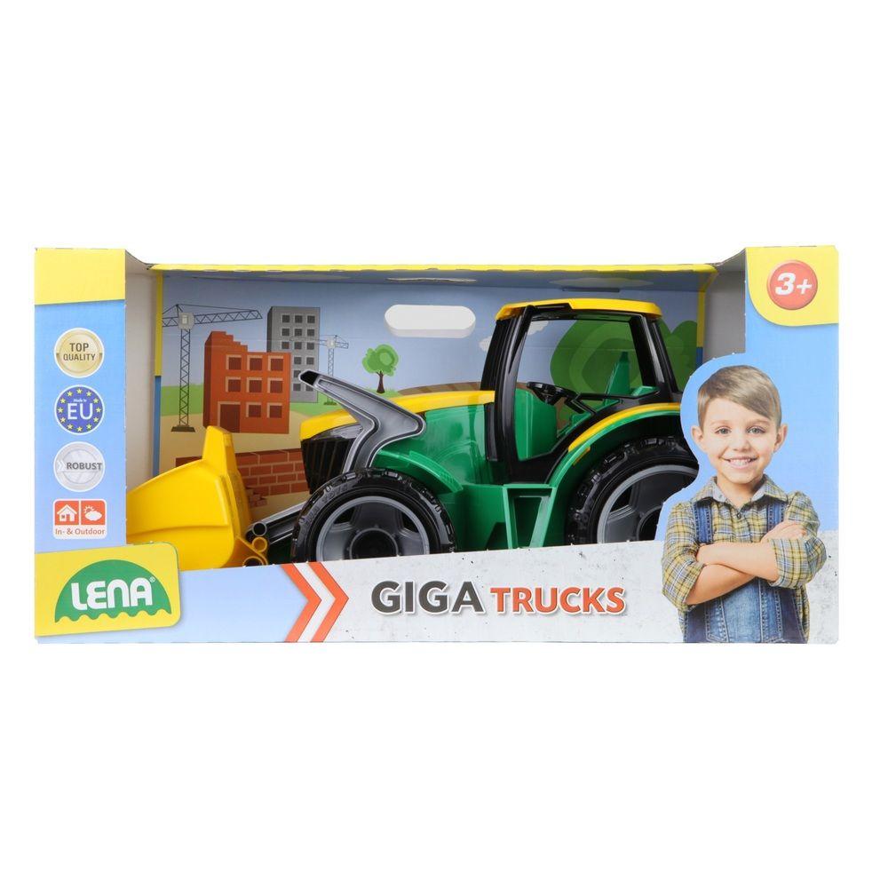 Lena Giga Trucks Tractor With Front Shovel Open Box - Green/Yellow