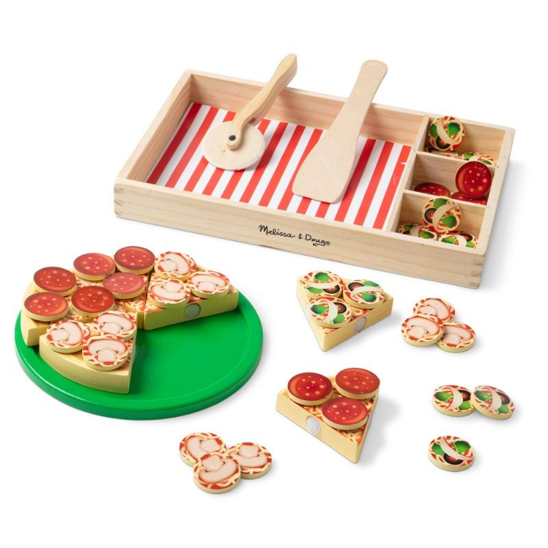 Melissa And Doug Wooden Pizza Party Play Food Set With 36 Toppings
